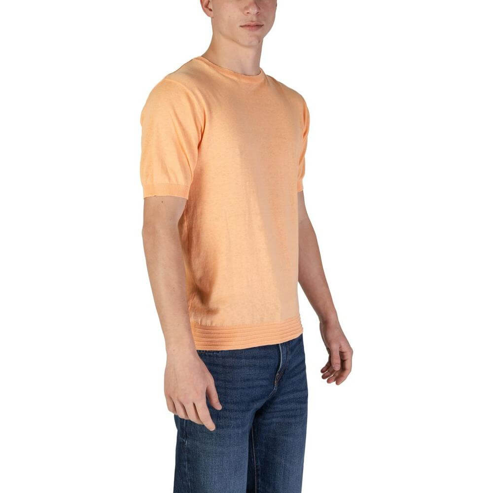 Hamaki-Ho orange cotton t-shirt for men, fall/winter collection. Casual wear with jeans, perfect for everyday style.