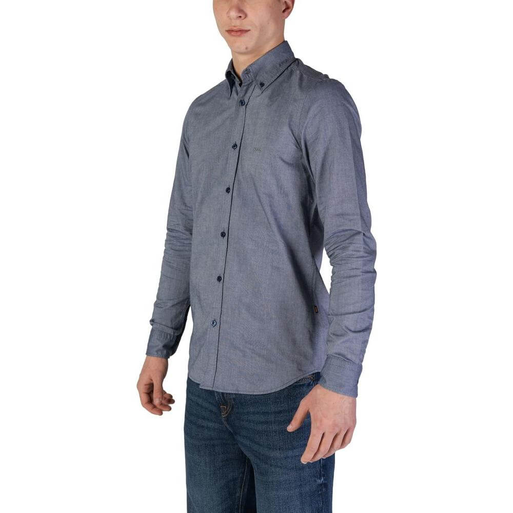 Hugo Boss Blue Cotton Shirt Hugo Boss Dim Gray