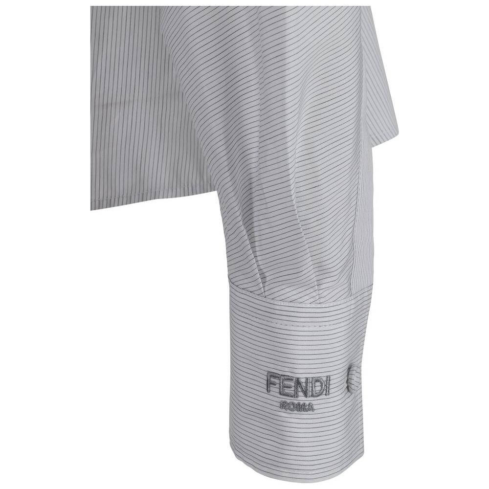 Fendi cotton shirt with striped pattern, classic collar, concealed buttons, and regular fit, sleeve detail view