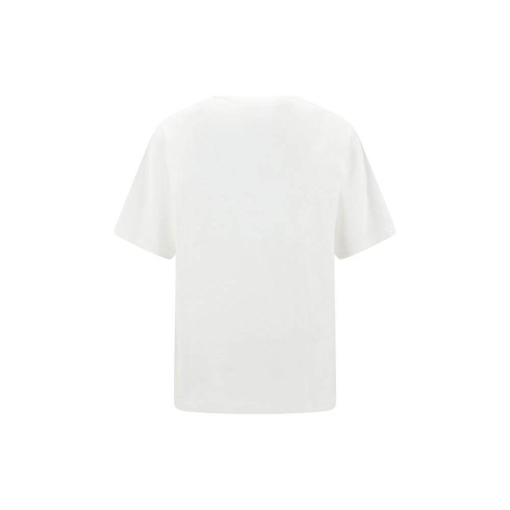 White Dolce & Gabbana V-neck T-Shirt with monochrome pattern. Elegant, versatile, and comfortable design for sophisticated style.