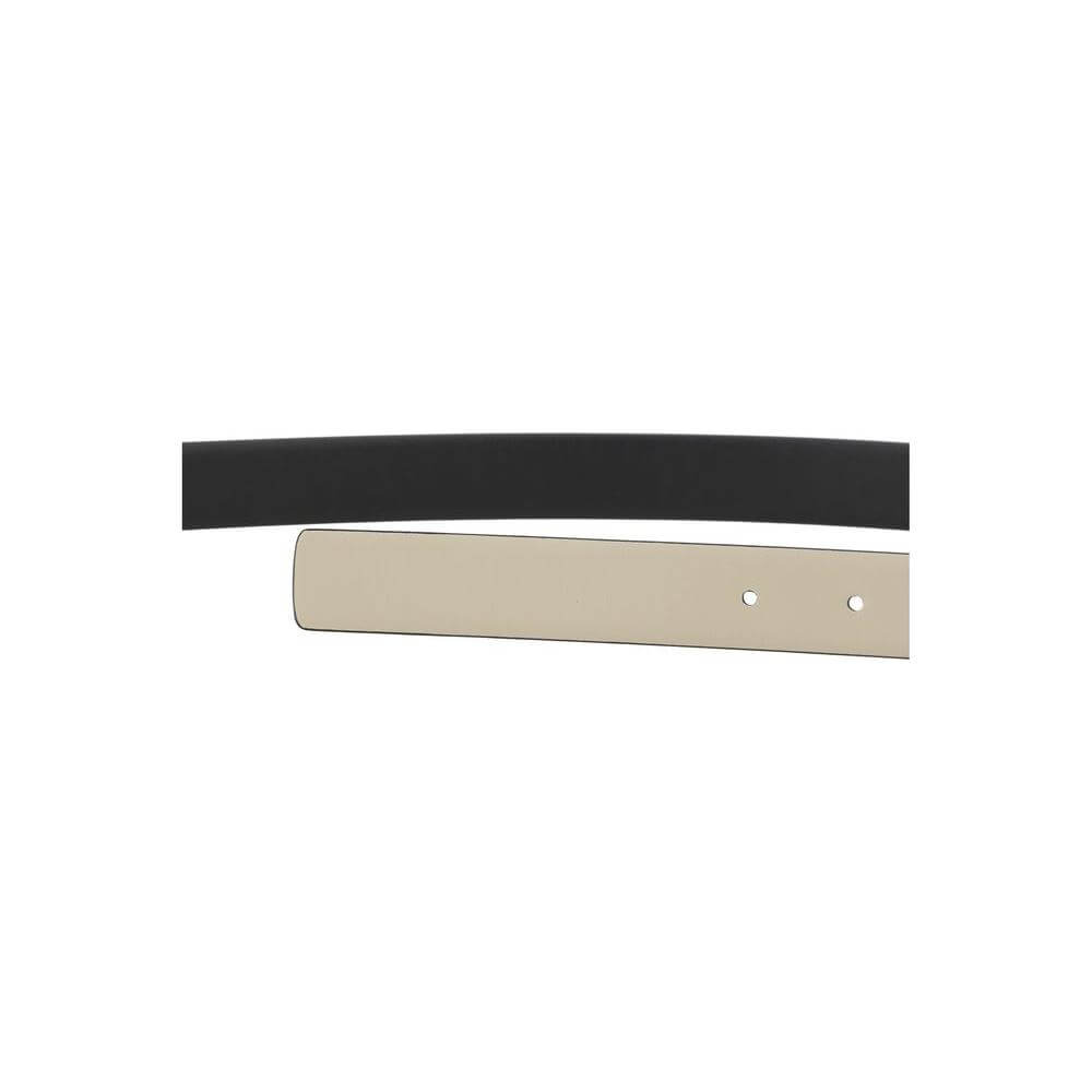 Ferragamo Gancini reversible belt in black and beige leather, featuring a stylish three-dimensional Gancini logo buckle.