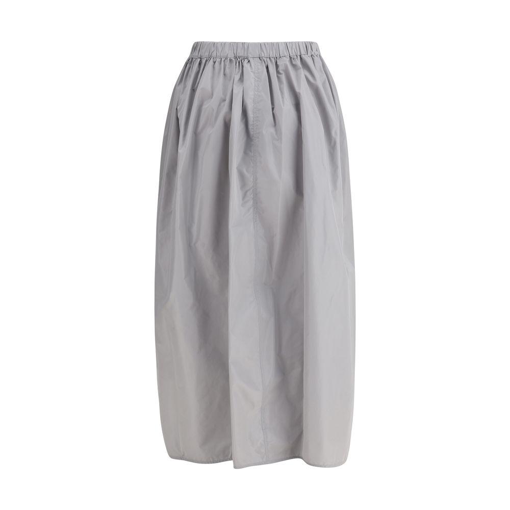 Fabiana Filippi Midi Trench Skirt with elasticized waistband, sustainable drip protection, elegant above-ankle length, made in Italy.