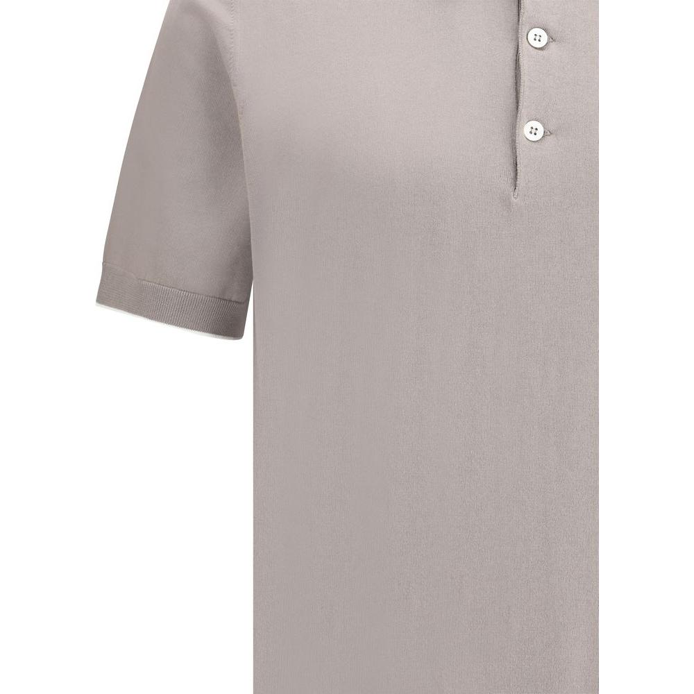 Brunello Cucinelli cotton polo shirt with ribbed collar, tone-on-tone jewelled buttons, and ribbed sleeves, in a regular fit.
