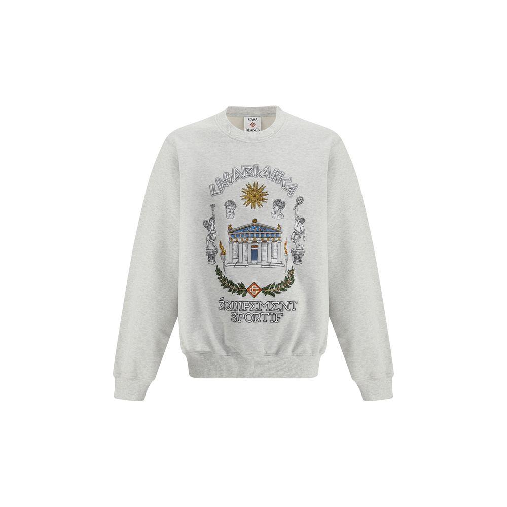 Casablanca cotton sweatshirt with ribbed crew neck and iconic embroidered monogram on front.