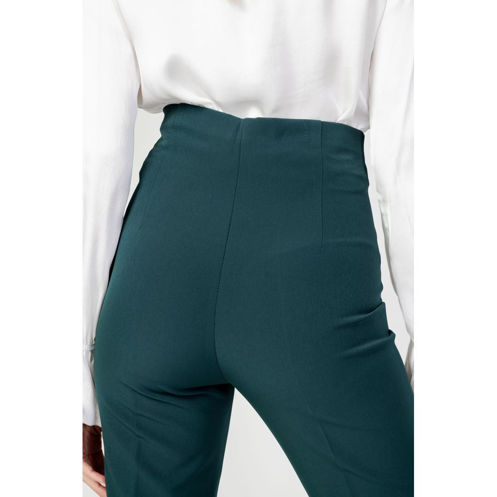 Sandro Ferrone women's green cigarette pants, high-waisted, polyester blend, part of autumn/winter collection.