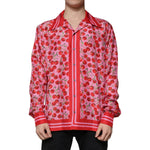 Dolce & Gabbana Pink Cherry Silk Button Down Casual Shirt