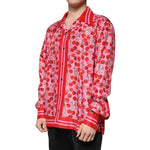 Dolce & Gabbana Pink Cherry Silk Button Down Casual Shirt