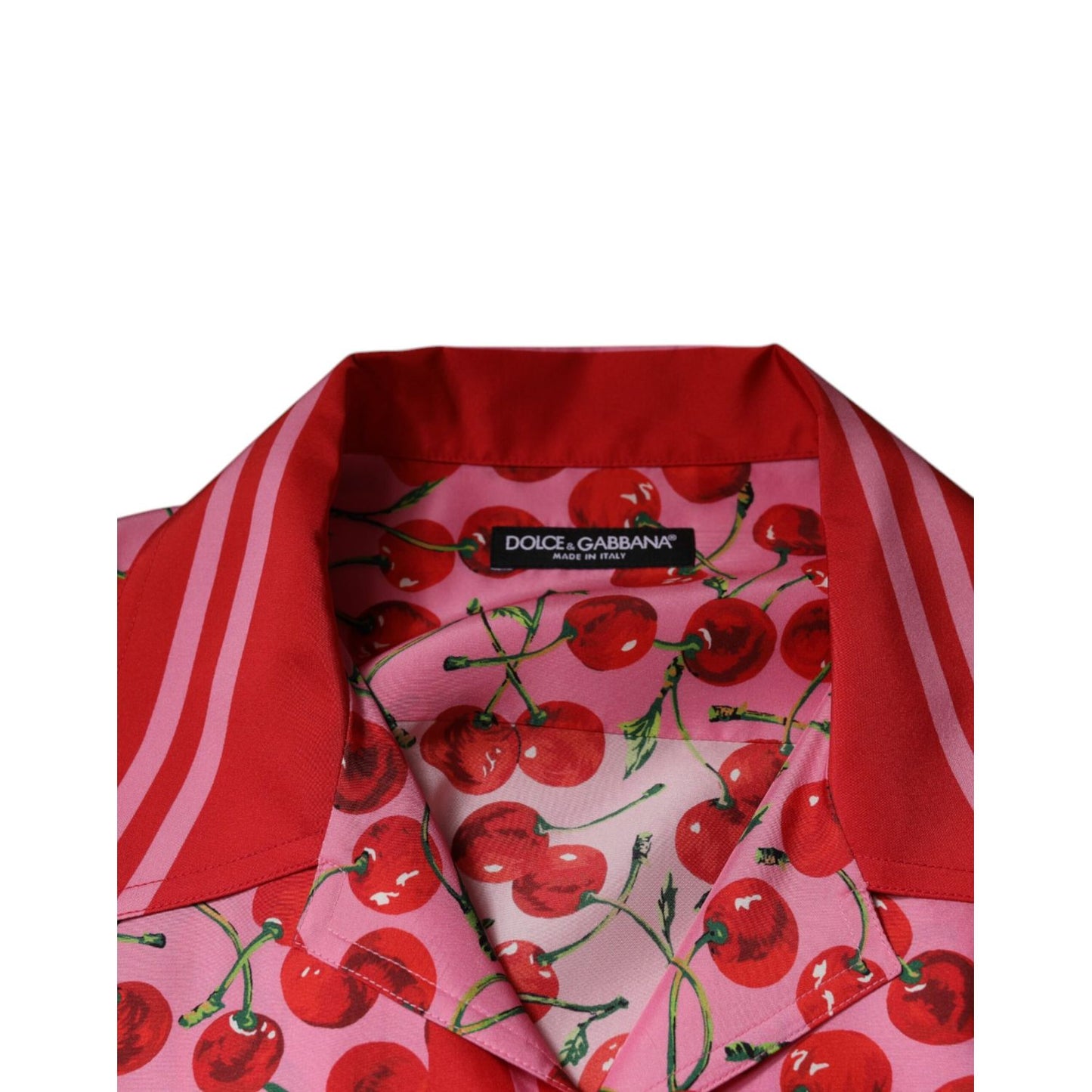 Dolce & Gabbana Pink Cherry Silk Button Down Casual Shirt