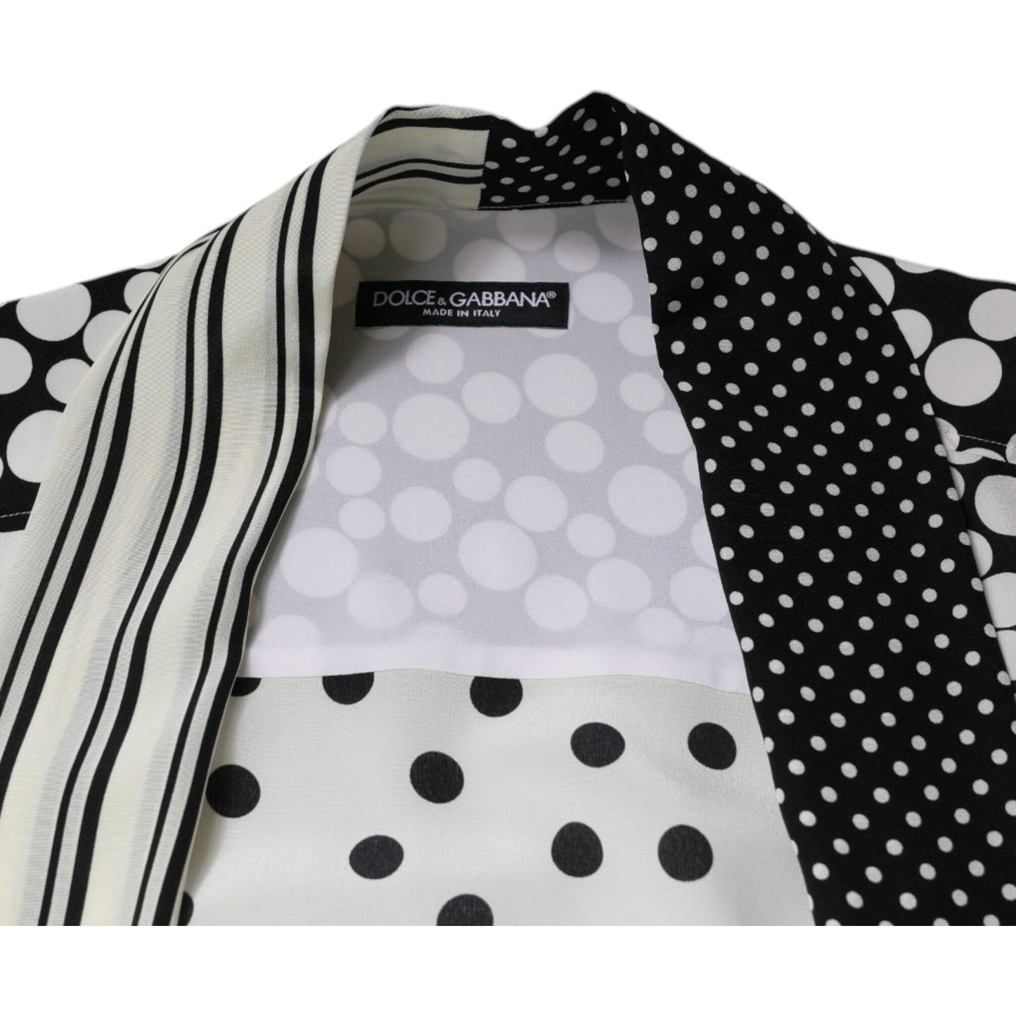Dolce & Gabbana Black White Polka Dots Silk Men Casual Shirt TSH87343-43