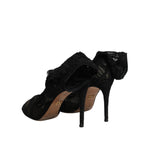 Dolce & Gabbana Black Lace Stretch Heels Mid Calf Boots Shoes