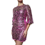 Dolce & Gabbana Metallic Fuchsia Floral Sheath Mini Dress