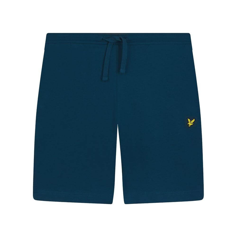 Lyle & Scott men's black cotton shorts for fall/winter, featuring an adjustable drawstring waist and iconic logo detail.