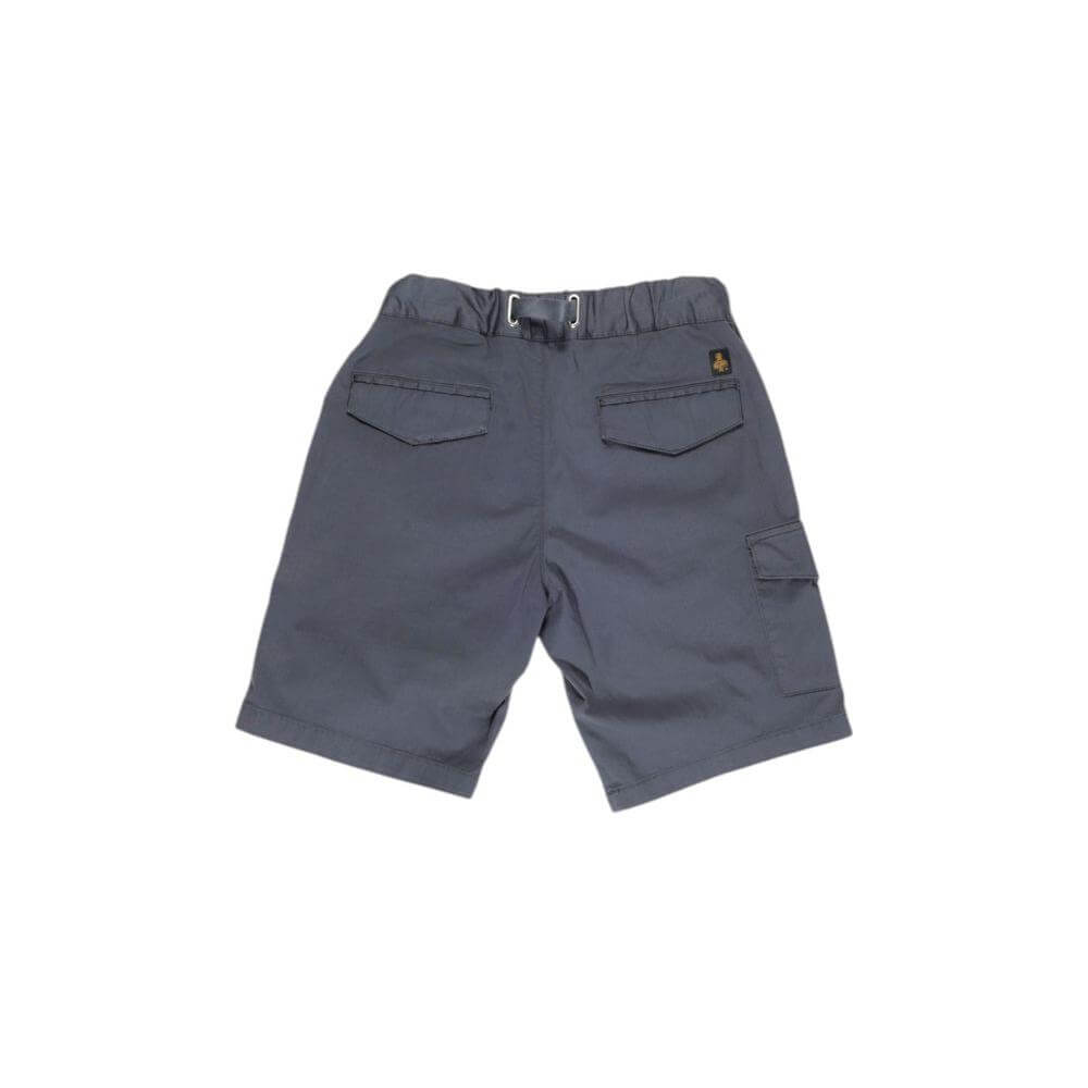 Refrigiwear blue cotton shorts for men, fall/winter collection, 98% cotton 2% elastane, back view with pockets.