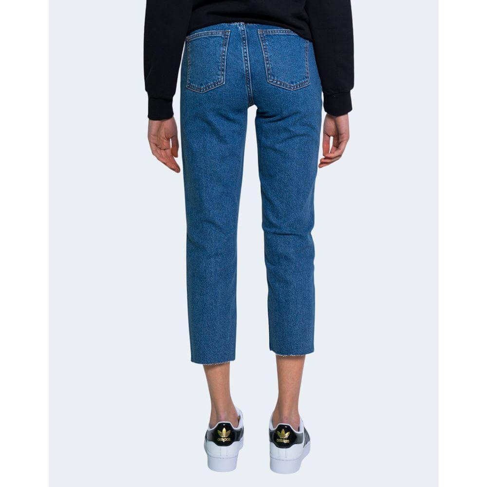 Only Blue Cotton Jeans for women, featuring high waist, ankle-length cut, and comfortable fit, made from 99% cotton and 1% elastane.