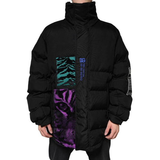 Dolce & Gabbana Black Nylon Puffer Men Full Zip Jacket