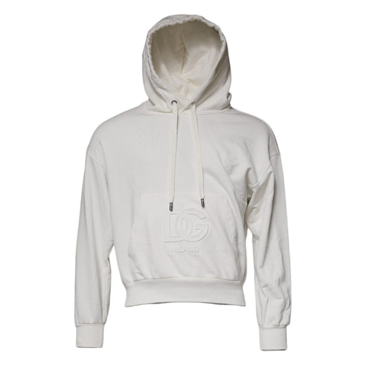 Dolce & Gabbana White Logo Hooded Pullover Men Sweatshirt Sweater