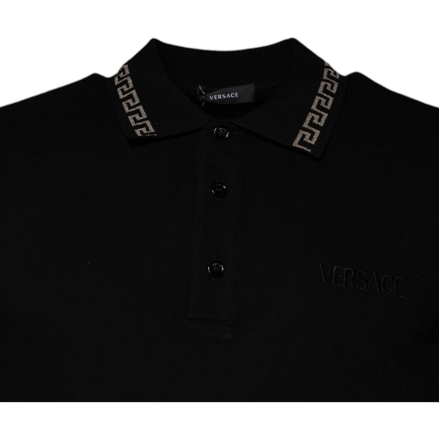 Versace Black Viscose Collared Polo Short Sleeves T-shirt TSH87194-48