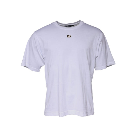 Dolce & Gabbana White DG Logo Crew Neck Short Sleeve T-shirt