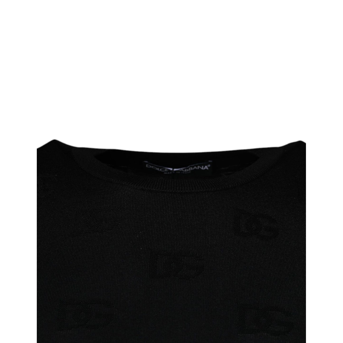 Dolce & Gabbana Black Silk Round Neck Sleeveless T-shirt