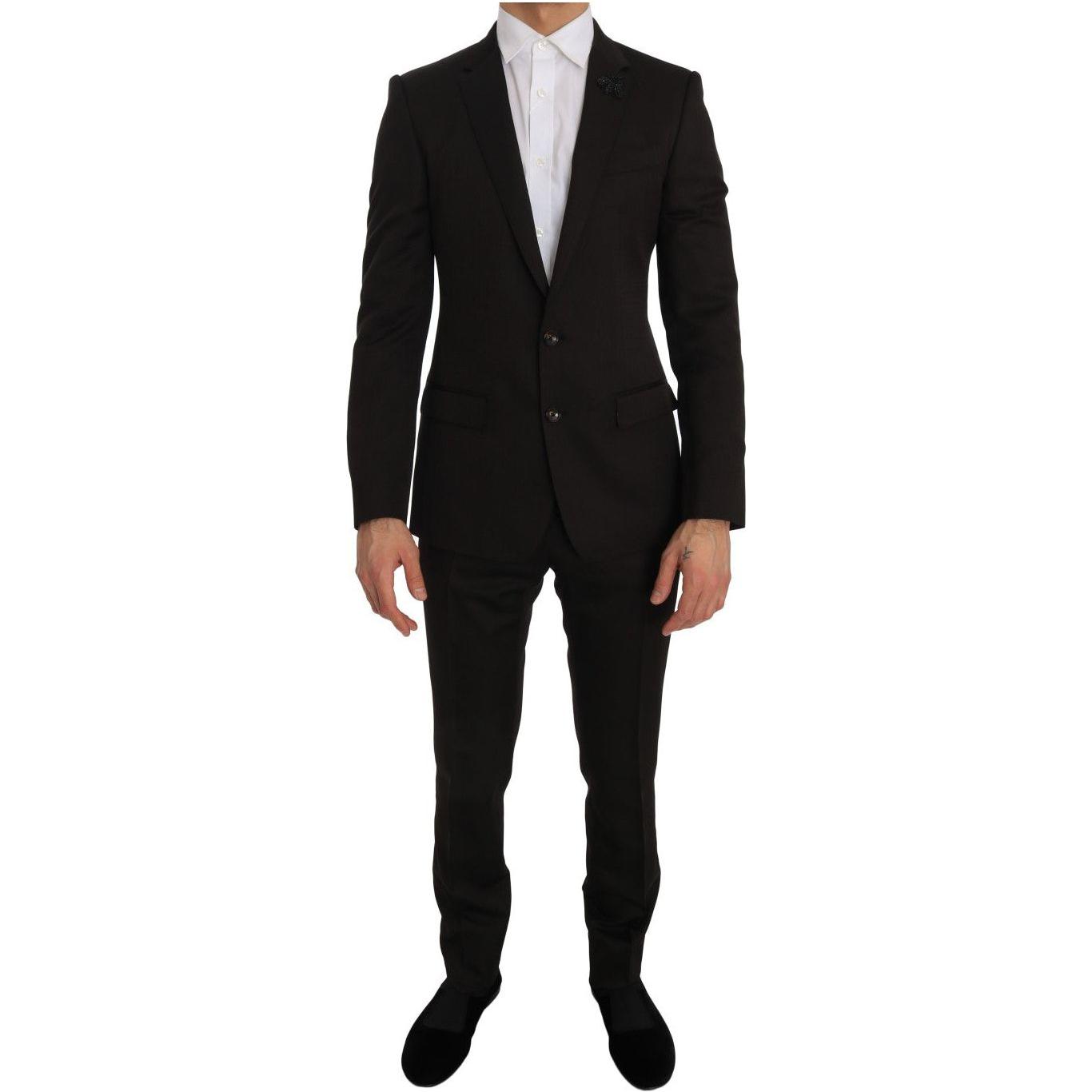 Dolce & Gabbana Elegant Brown Jacquard Martini Suit Suit Dolce & Gabbana Black