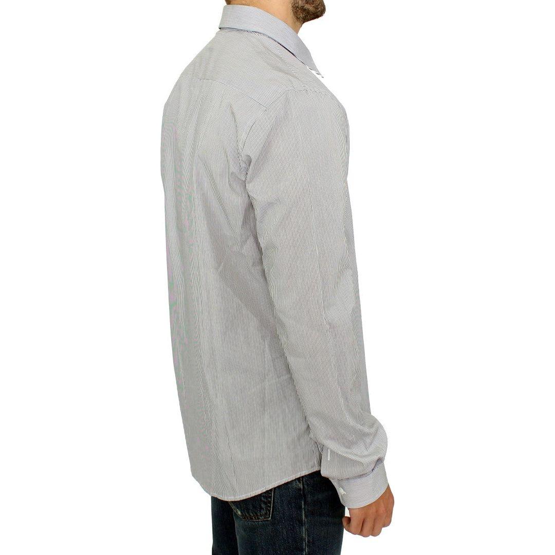 GF Ferre Gray Striped Cotton Casual Shirt