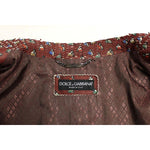 Dolce & Gabbana Bordeaux Leather Boxer Print Jacket Coat GSD12728-1
