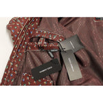 Dolce & Gabbana Bordeaux Leather Boxer Print Jacket Coat GSD12728-1