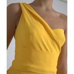 Dolce & Gabbana Yellow One Shoulder Side Slit Midi Dress
