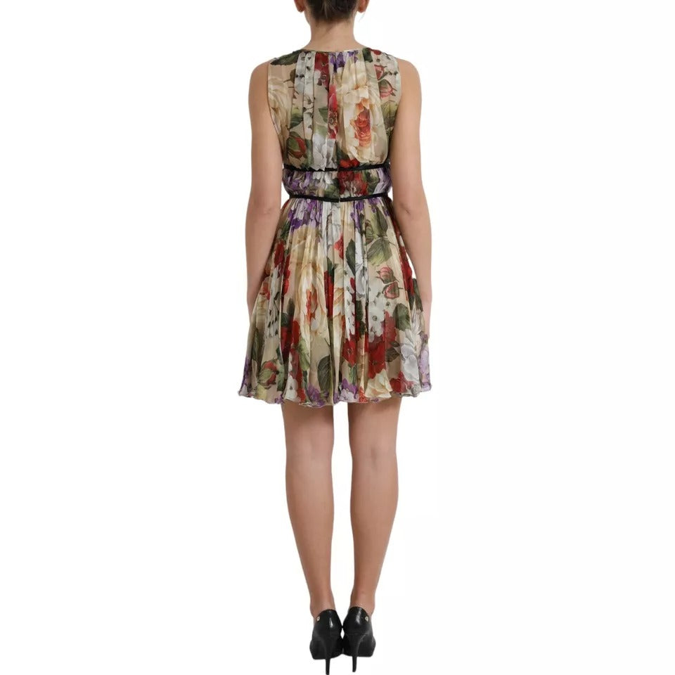 Dolce & Gabbana Beige Floral Sleeveless A-line Mini Dress DR281311-36