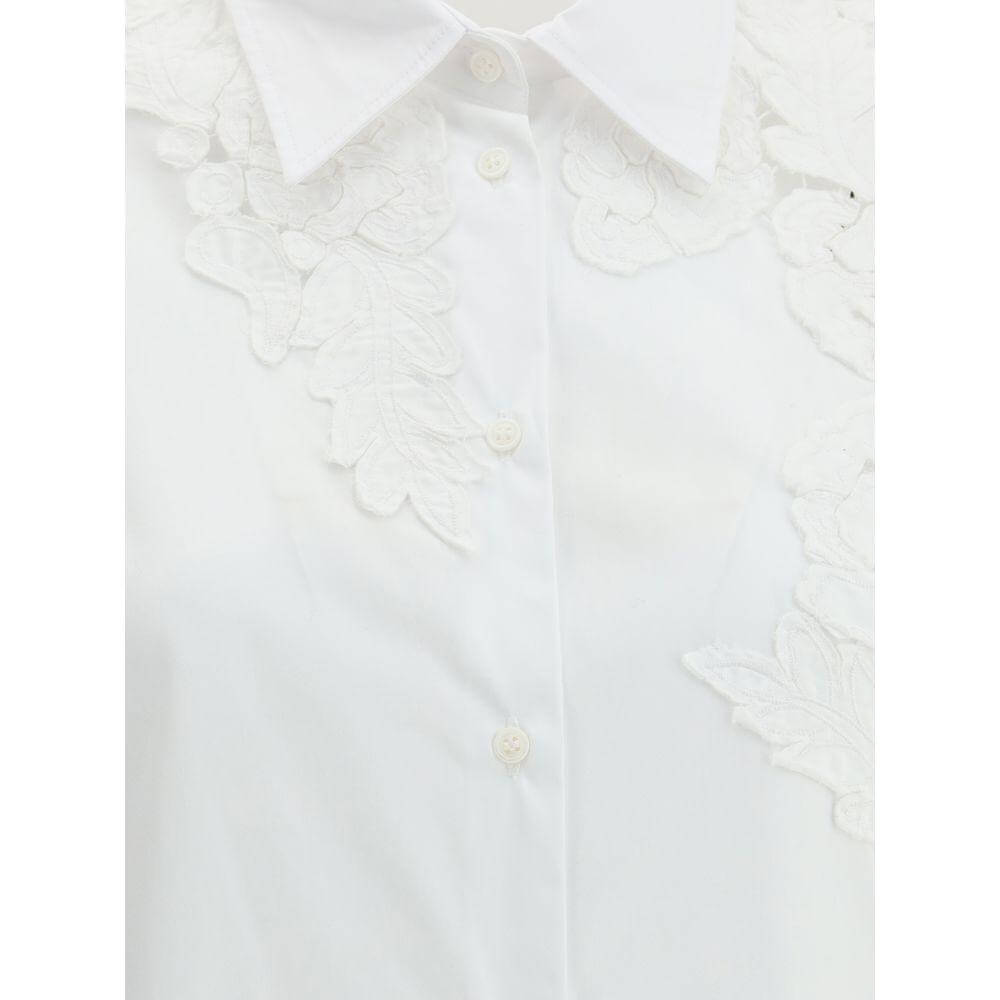 Ermanno Scervino embroidered shirt with floral details and classic collar, showcasing sophistication and artistry.