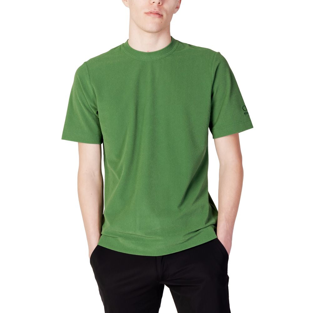 Men's green polyester t-shirt from Suns, part of the spring/summer collection, featuring a comfortable and stylish design.