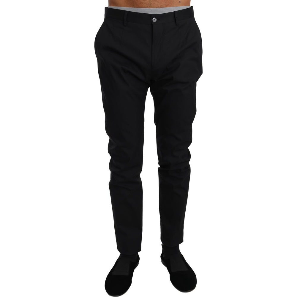 Dolce & Gabbana Elegant Black Formal Wool-Blend Trousers Jeans & Pants Dolce & Gabbana Black