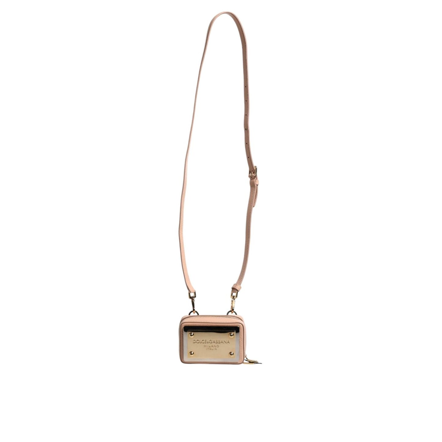 Dolce & Gabbana Nude Leather Logo Plaque Crossbody Bag BAG4173