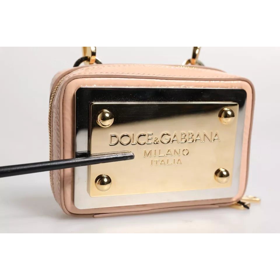 Dolce & Gabbana Nude Leather Logo Plaque Crossbody Bag BAG4173