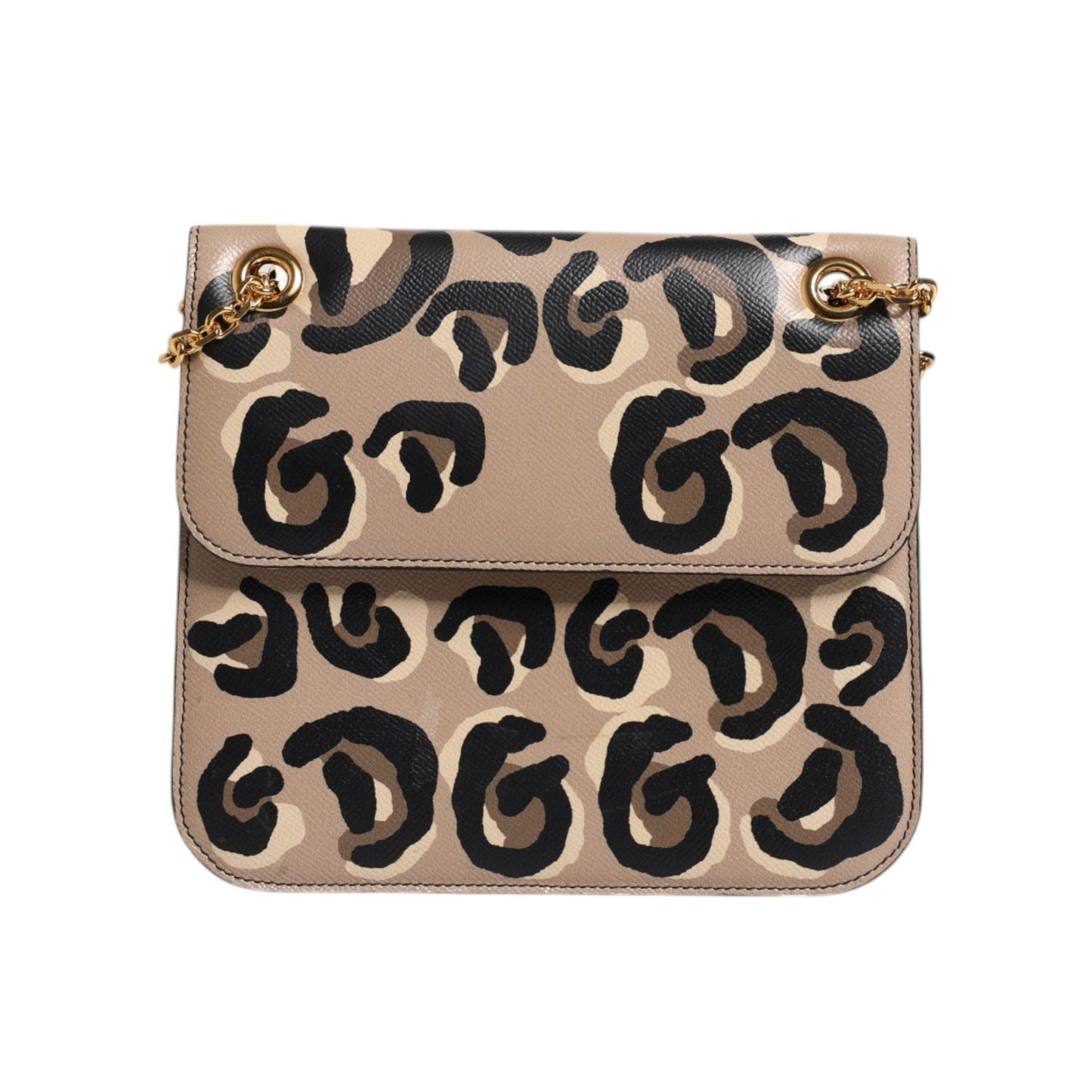 Dolce & Gabbana Beige DG Leopard Pattern Leather Crossbody Bag BAG4186