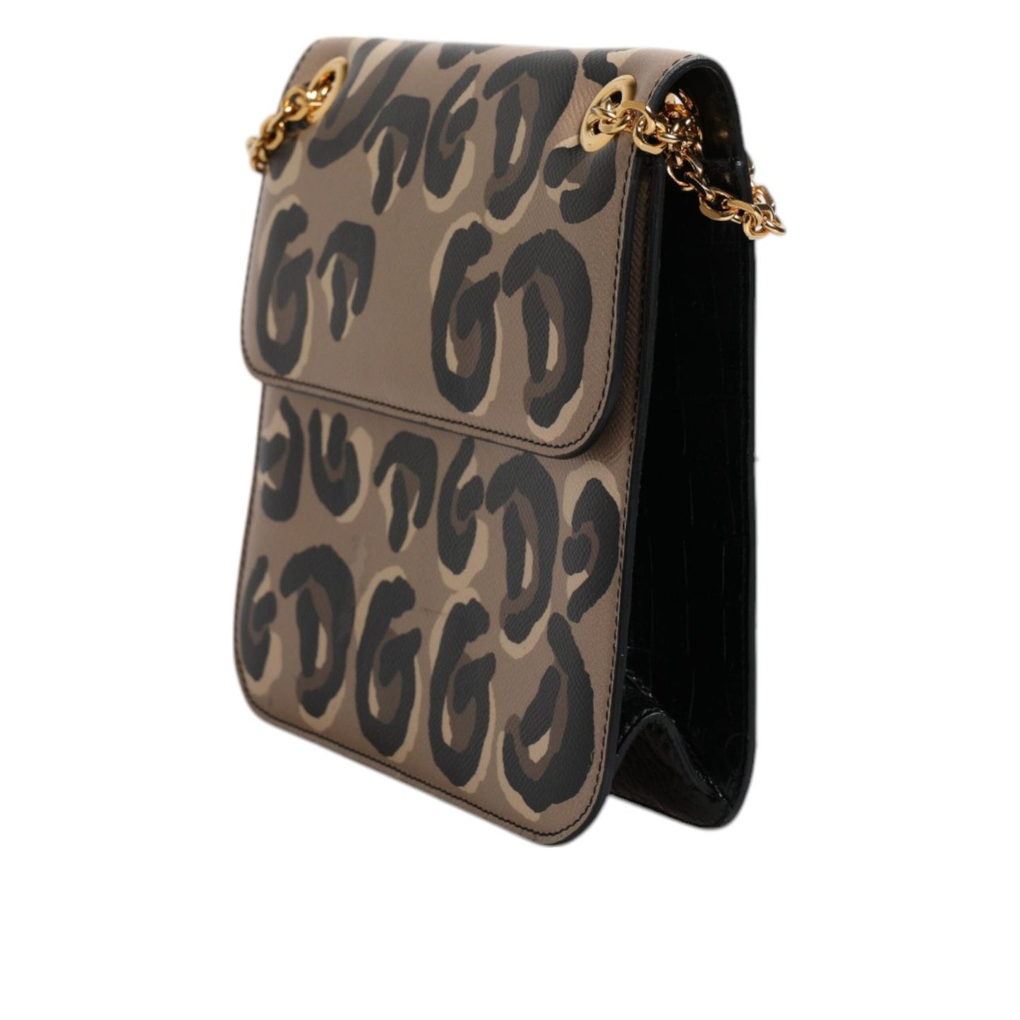 Dolce & Gabbana Beige DG Leopard Pattern Leather Crossbody Bag BAG4186