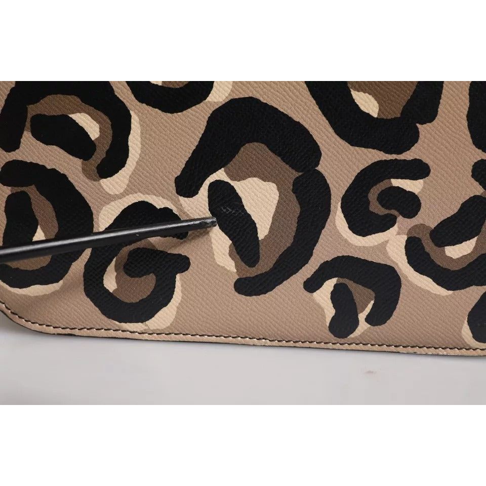 Dolce & Gabbana Beige DG Leopard Pattern Leather Crossbody Bag BAG4186