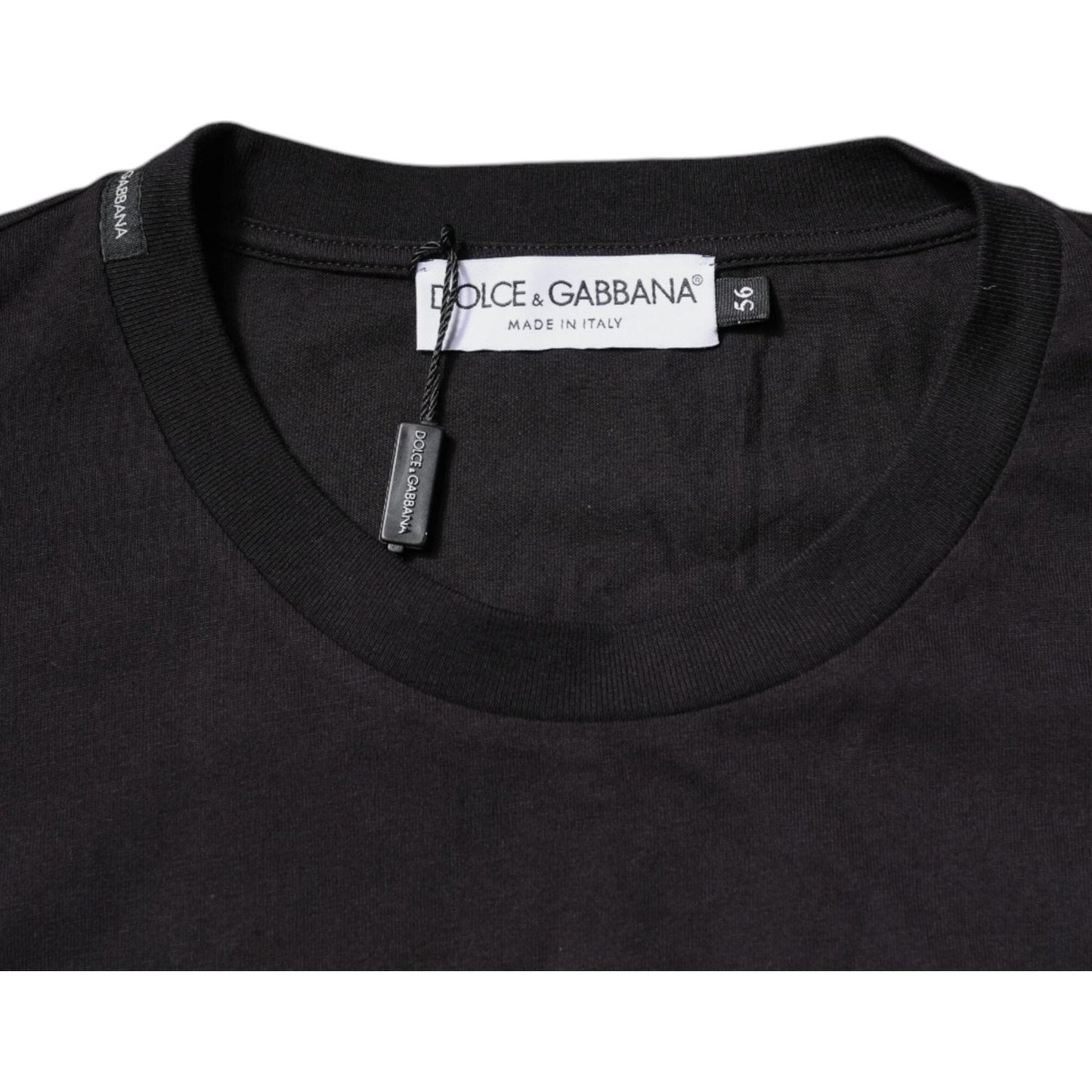 Dolce & Gabbana Black Logo Print Cotton Crew Neck T-shirt