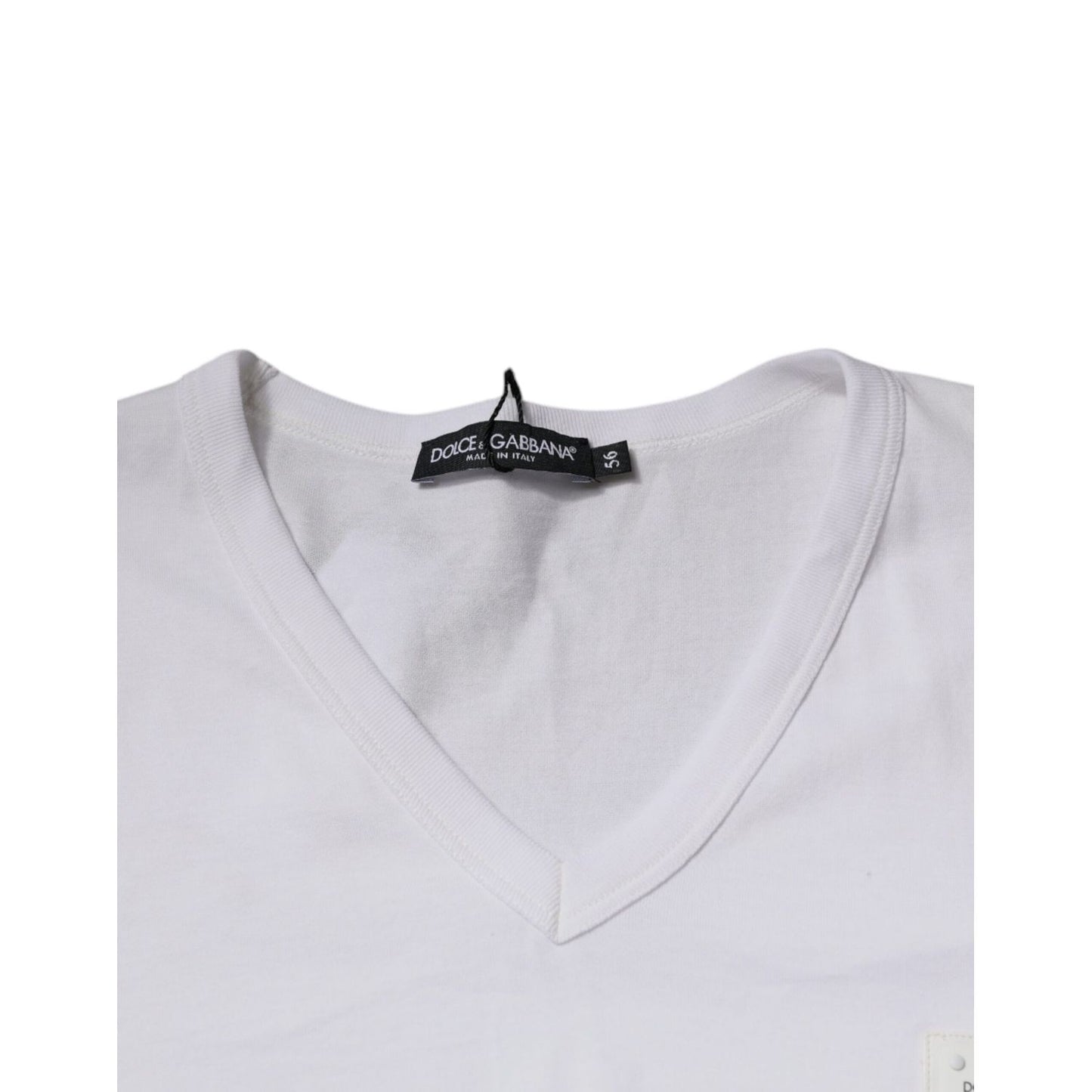 Dolce & Gabbana White Logo V-neck Short Sleeve T-shirt