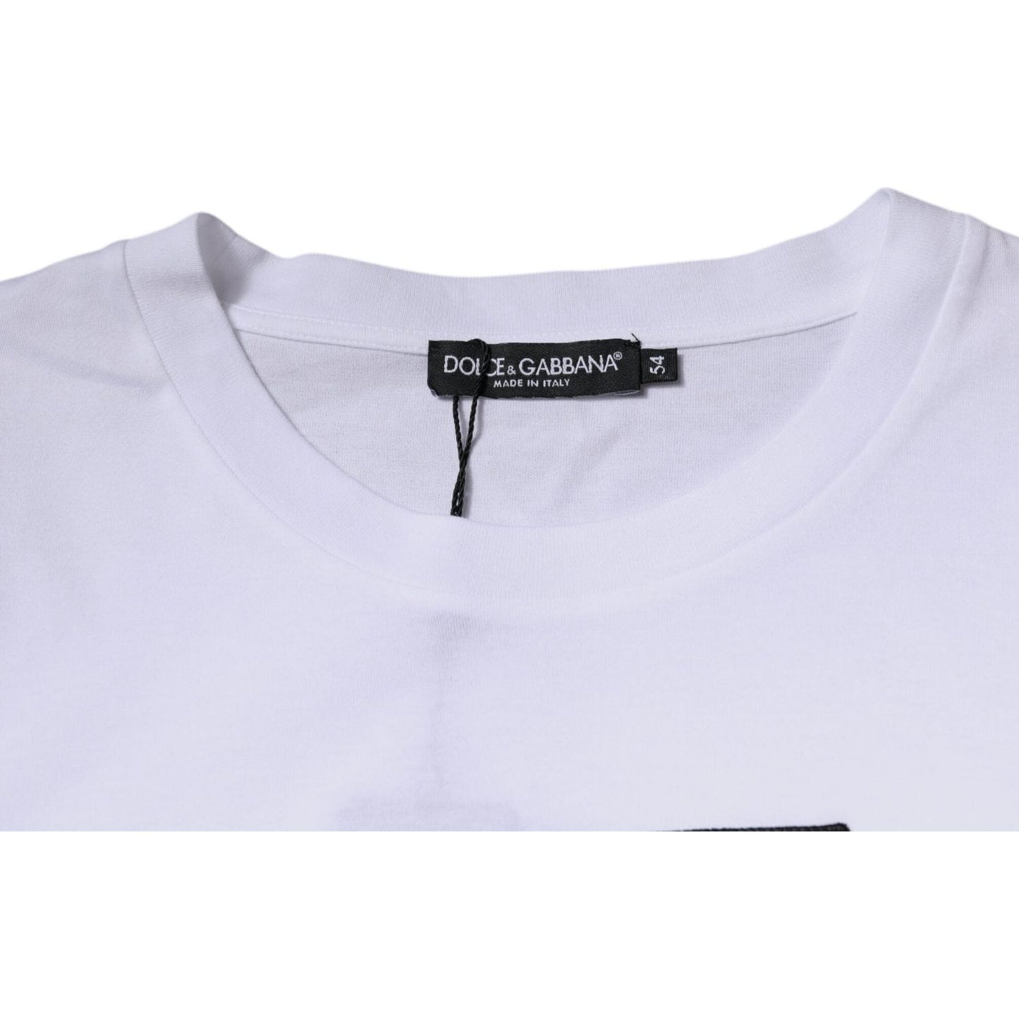 Dolce & Gabbana White Logo Print Cotton Crew Neck T-shirt TSH87694-54