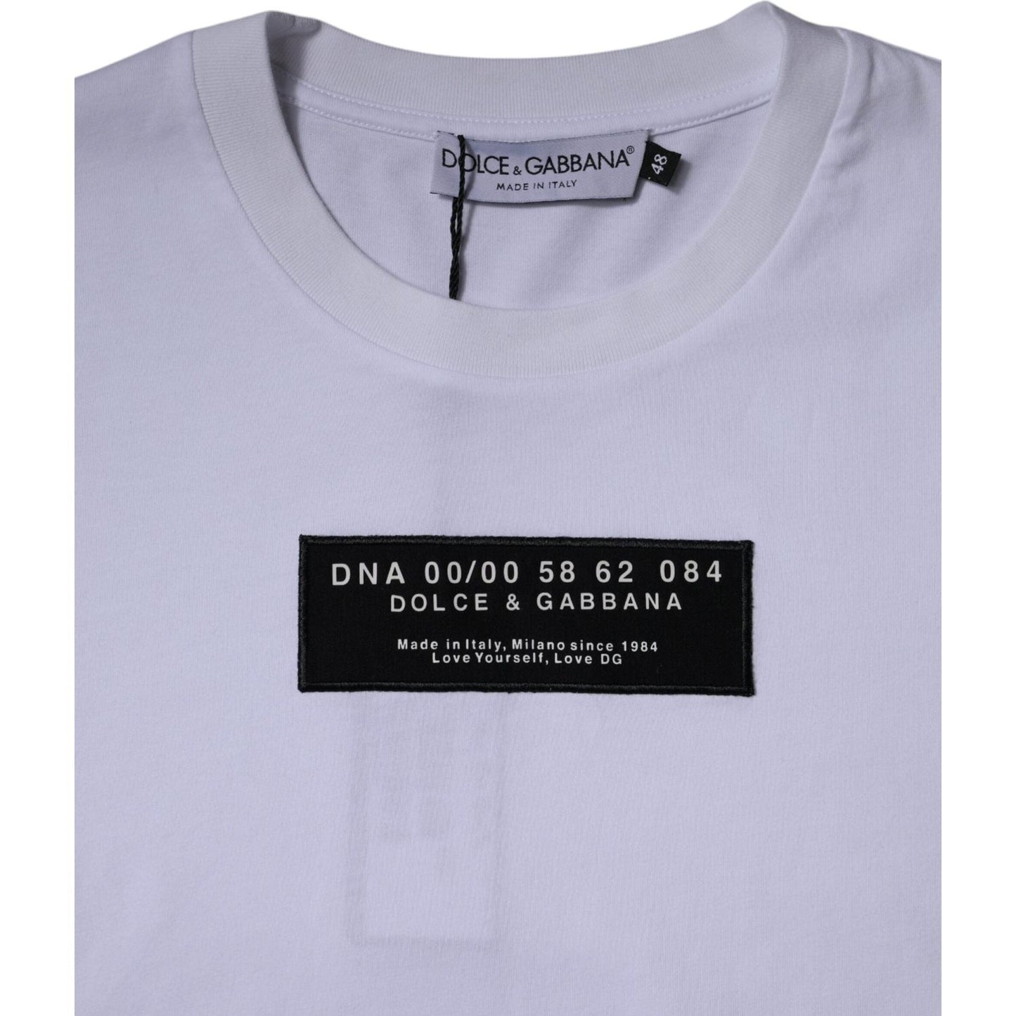 Dolce & Gabbana White Logo Print Cotton Crew Neck T-shirt TSH87719-44