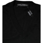 Dolce & Gabbana Black Cashmere V-neck Pullover Sweater TSH87801-54