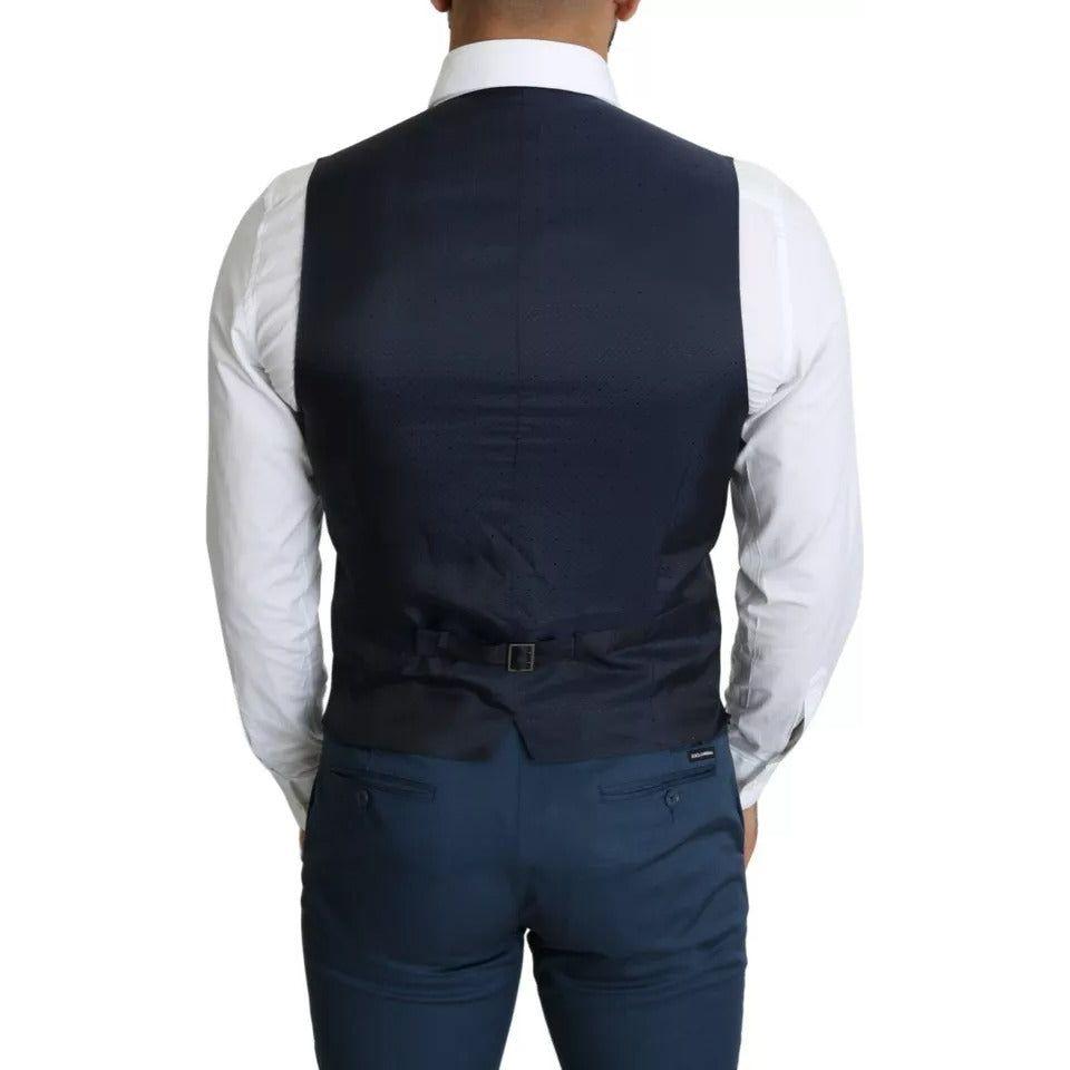 Dolce & Gabbana Navy Blue Men Formal Dress Waistcoat Vest