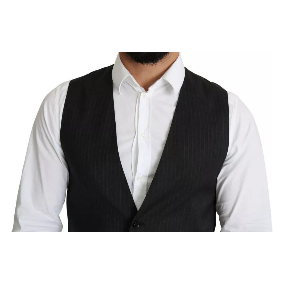 Dolce & Gabbana Black Men Formal STAFF Dress Waistcoat Vest