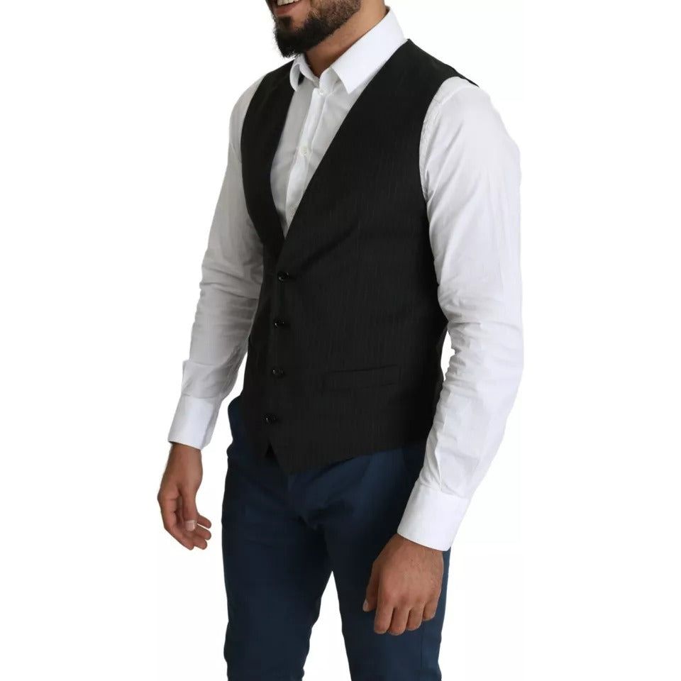 Dolce & Gabbana Black Men Formal STAFF Dress Waistcoat Vest