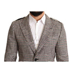Dolce & Gabbana Gray Check Plaid Long Trench Coat Jacket JKT2913-44