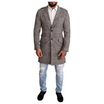 Dolce & Gabbana Gray Check Plaid Long Trench Coat Jacket JKT2913-44