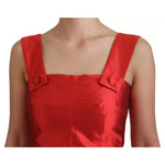 Dolce & Gabbana Red A-line Pleated Midi Satin Silk Dress DR28857-36