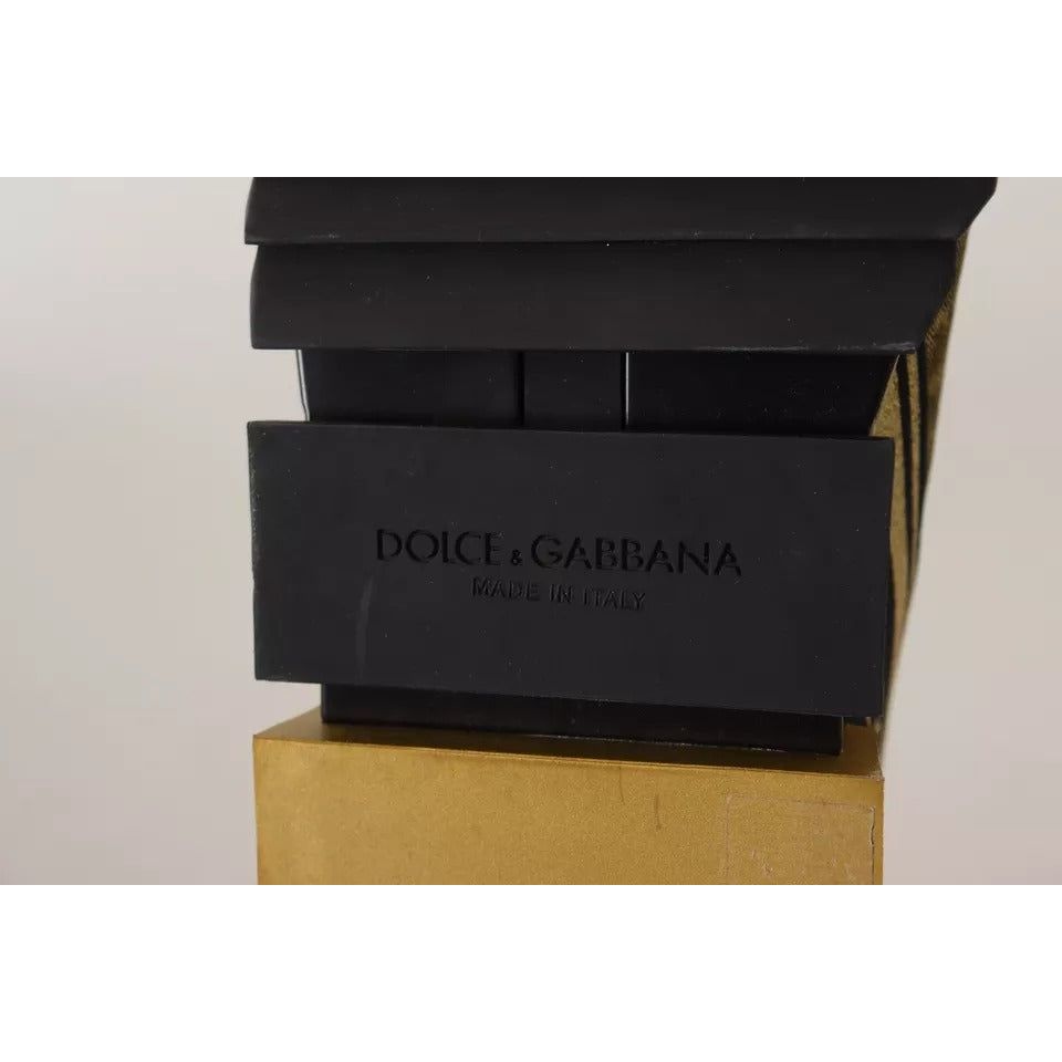 Dolce & Gabbana Gold Glitter Leopard Sorrento Sneakers Shoes