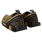 Dolce & Gabbana Gold Glitter Leopard Sorrento Sneakers Shoes